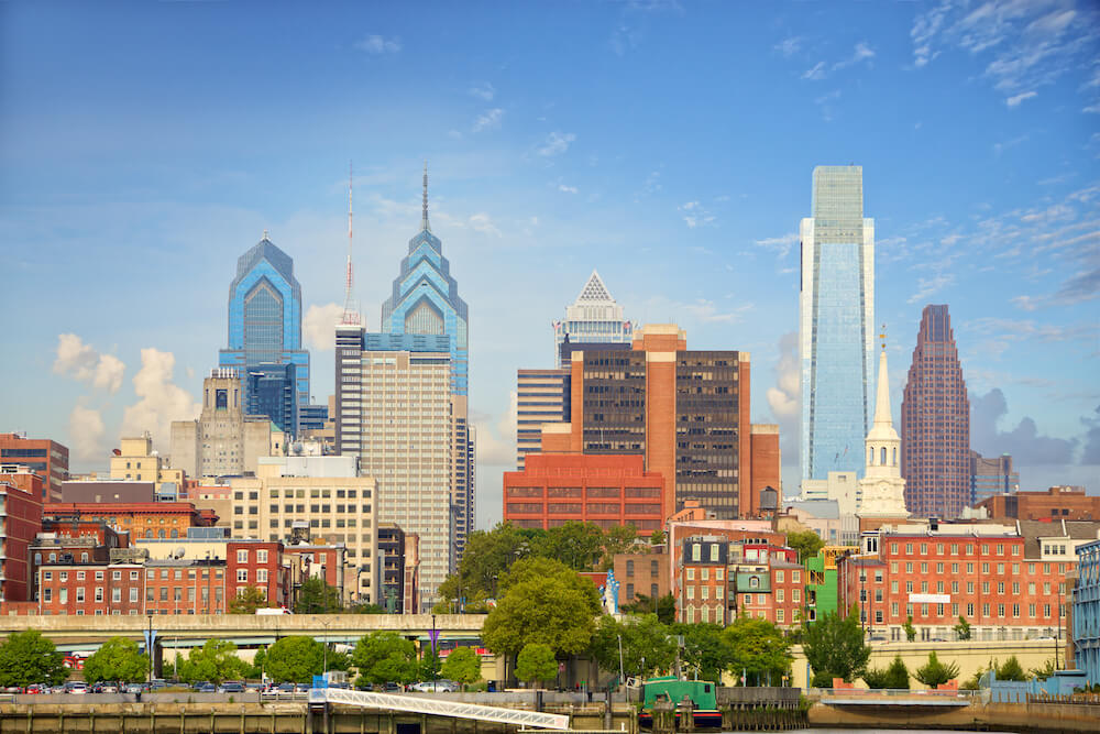 Philadelphia downtown cityscape, United States