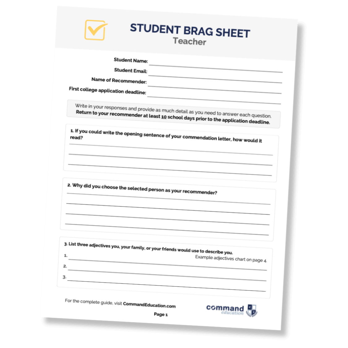 College List Planning Worksheet